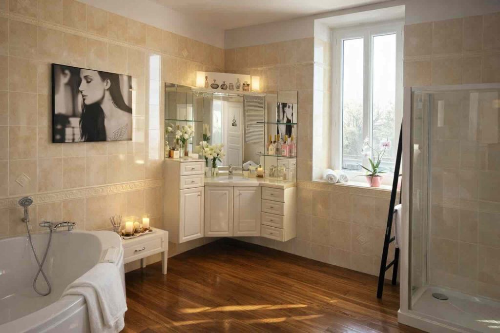 Salle de bain commune des chambres Gulf 1 et Renault, KVS Concept Écommoy